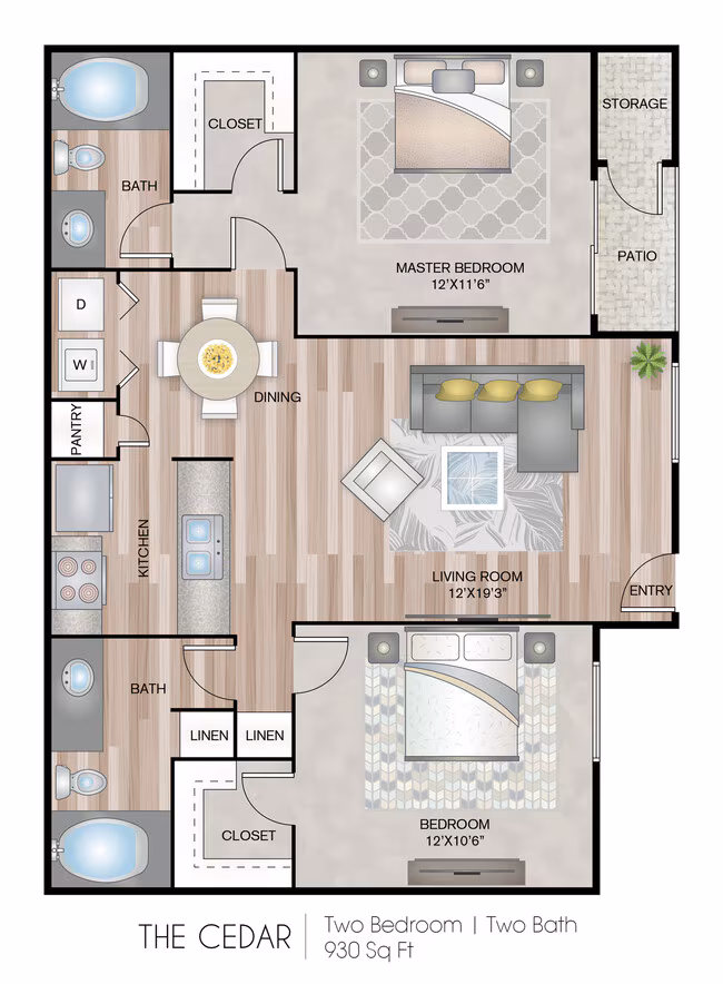 The Cedar with Washer & Dryer 01-103I floor plan